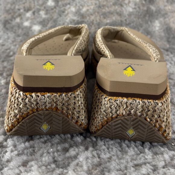 Volatile Sz 11 Beige Wedge Woven Flip-Flop Platform Sandals Thick Chunky - Picture 5 of 10